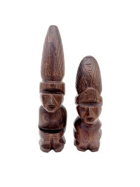 Wooden Figurine 8 Inches Tall Rich Brown Finish Unique Cultural Decor Piece